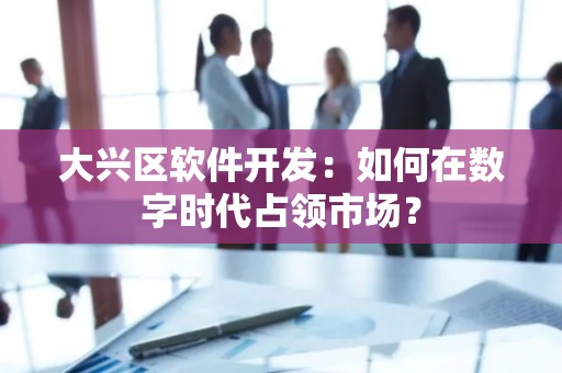 大兴区软件开发：如何在数字时代占领市场？