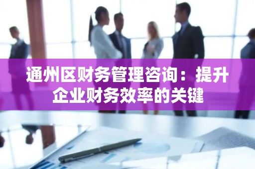 通州区财务管理咨询：提升企业财务效率的关键